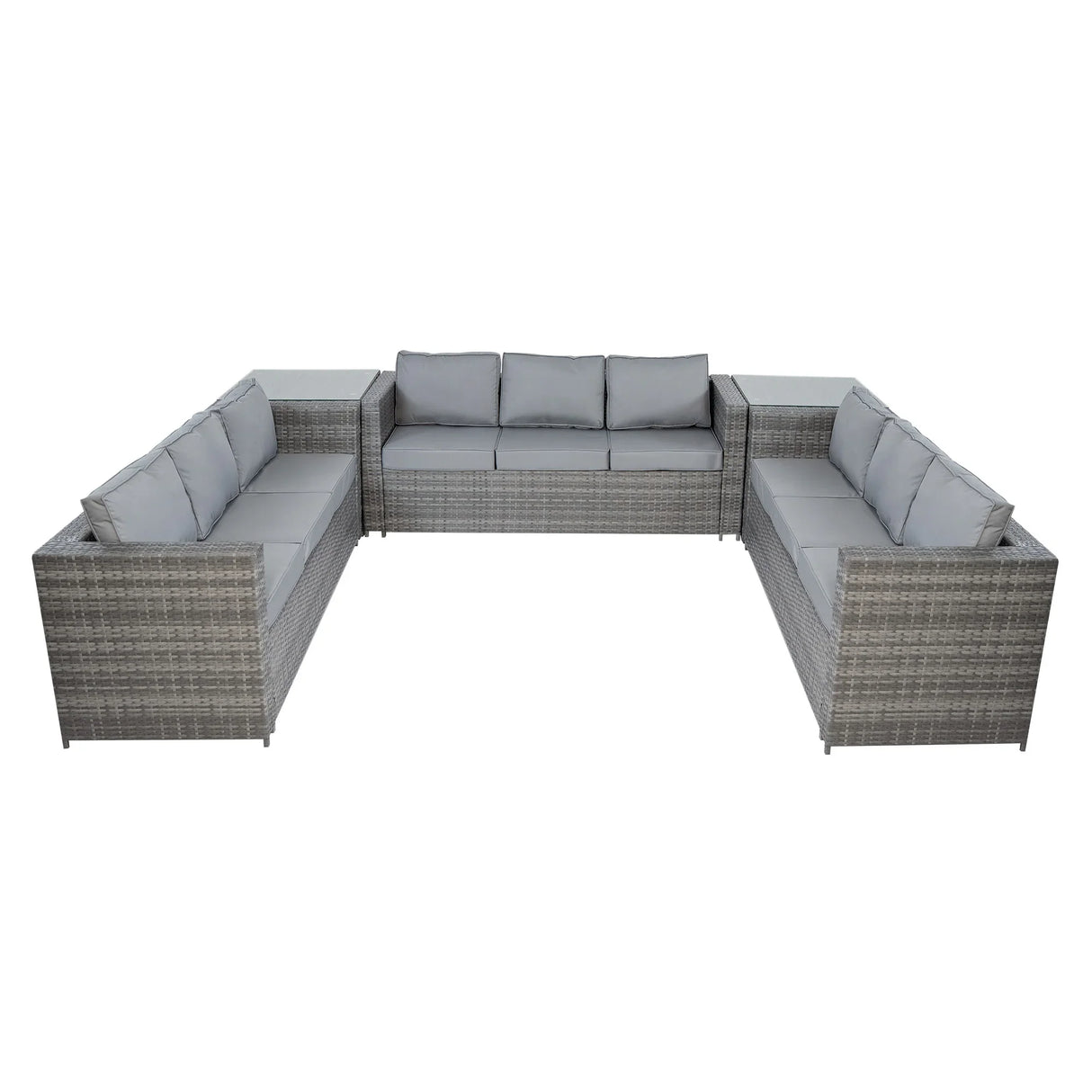 11 Seater Rattan Furniture Set With Firepit – Grey