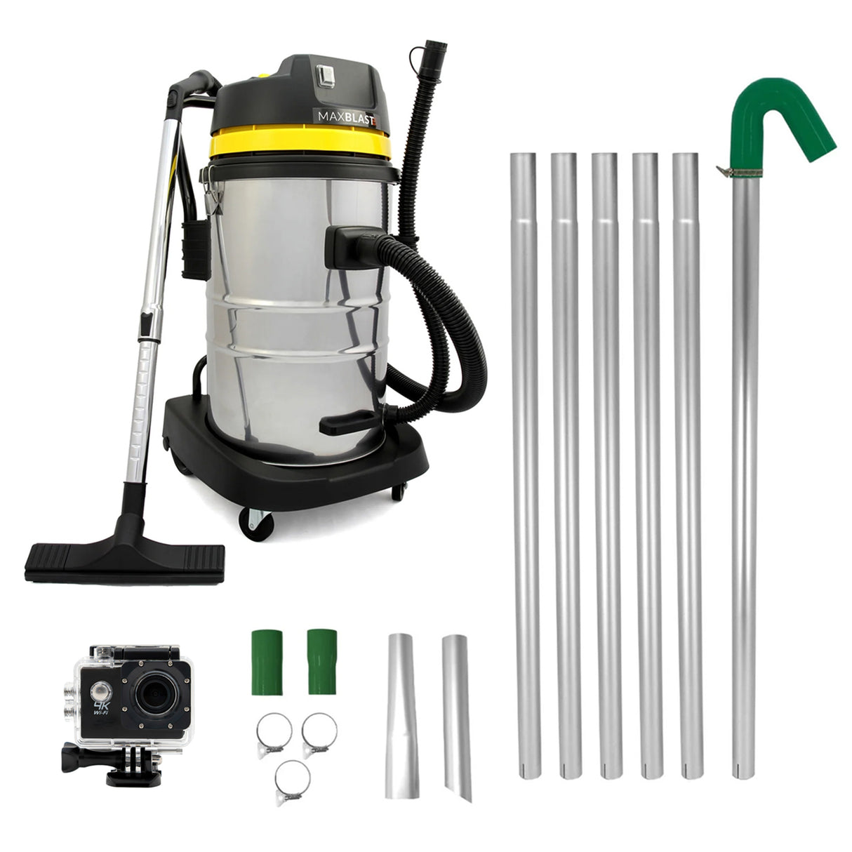60L Wet & Dry Vacuum, Gutter Vacuum Poles & Camera
