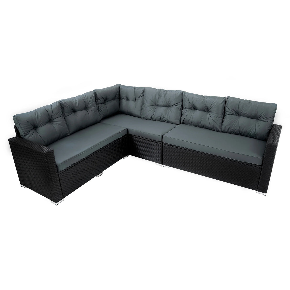 Rattan Corner Set With Composite Table – Black
