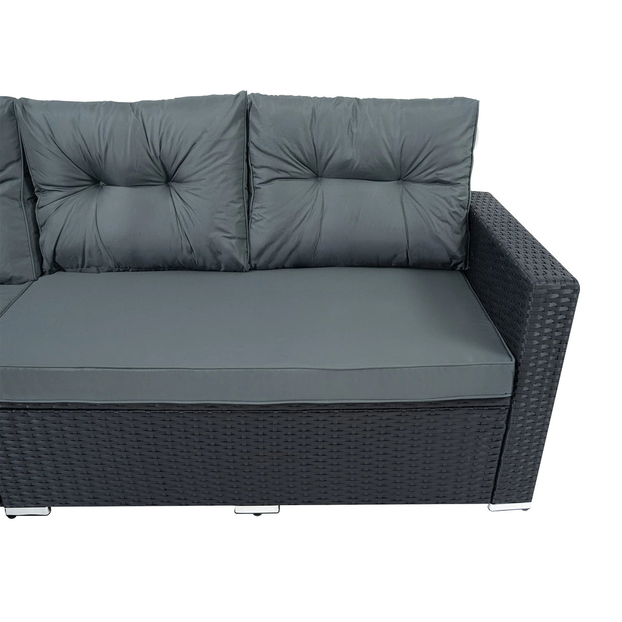 Rattan Corner Set With Composite Table – Black