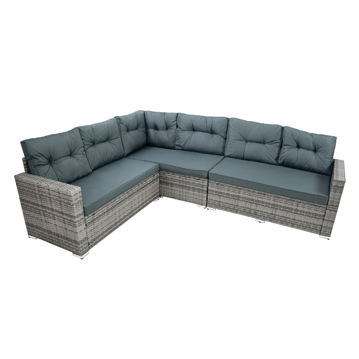 Rattan Corner Set With Composite Table – Grey
