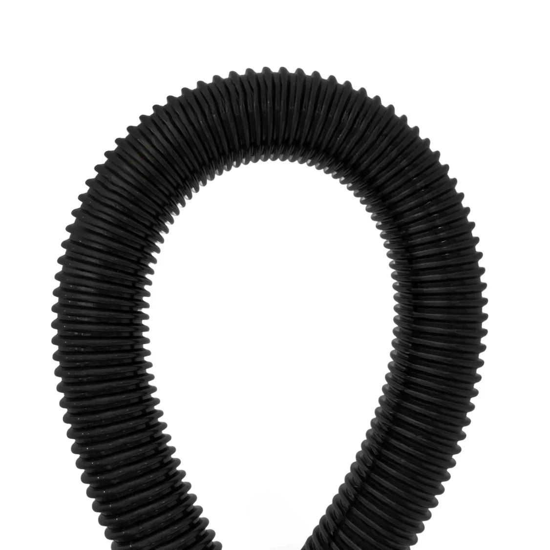 Flexible black hose for 90L wet and dry vacuum, featuring ribbed texture for enhanced grip and durability, ideal for various cleaning tasks