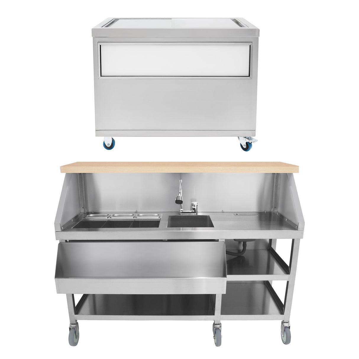 Mobile Cocktail Bar Station & Ice Cart – 1000mm