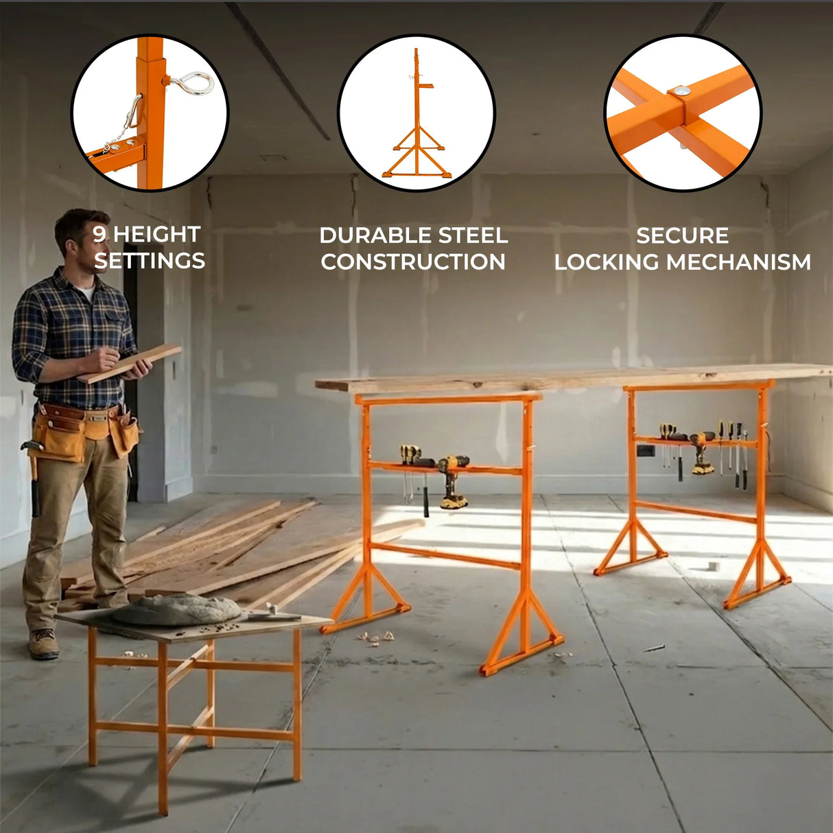 Trestle Stand x 4 & Mortar Board Stands 500mm H x 5