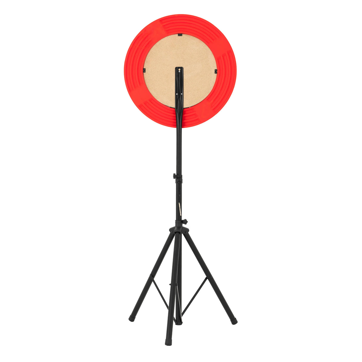 Grey 7-in-1 games table with a red and beige dartboard on a black adjustable stand, perfect for indoor entertainment