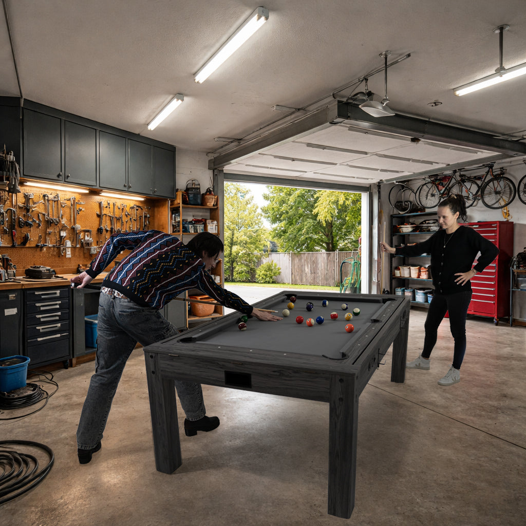 7-In-1 Grey Games Table, Darts Bundle & LED Light