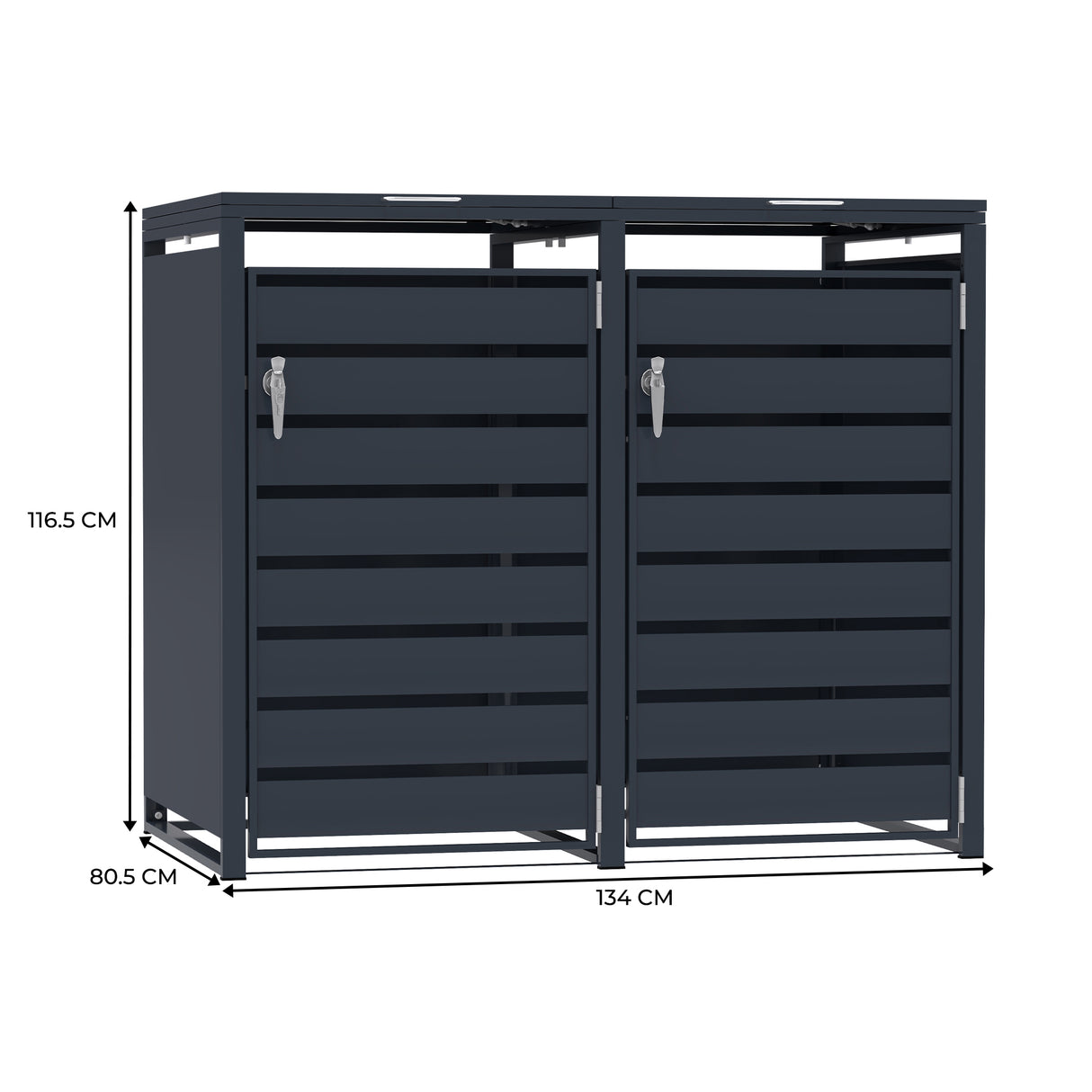 Double Wheelie Bin Metal Storage - Anthracite Grey