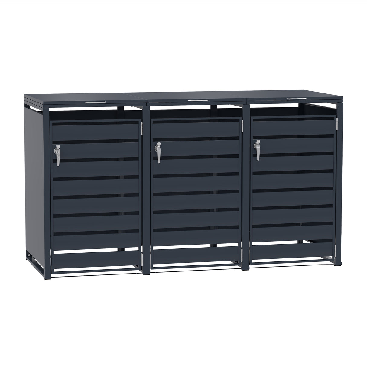 Triple Wheelie Bin Metal Storage - Anthracite Grey