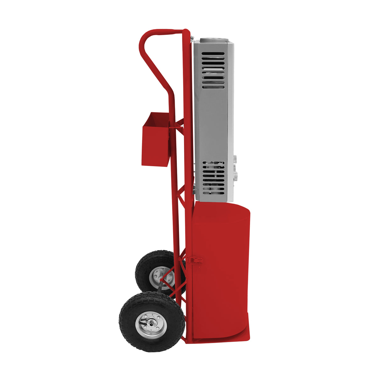 Deluxe horse shower and cordless clippers in vibrant red, featuring a sturdy metal frame, wheels for mobility, and a sleek design