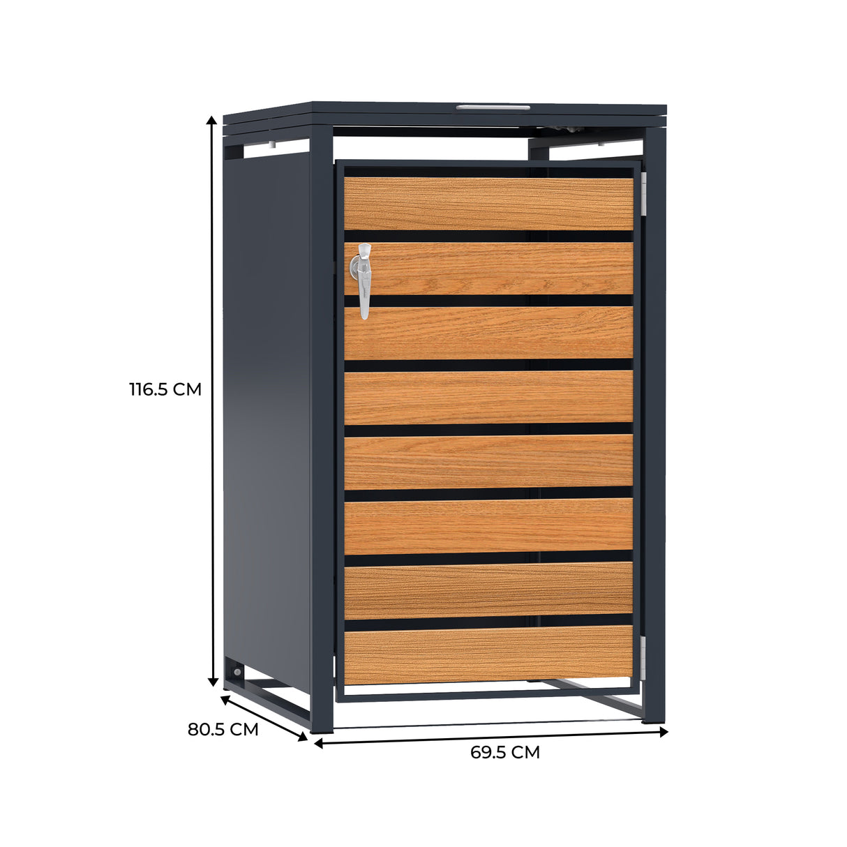 Single Wheelie Bin Metal Storage - Anthracite & Wood