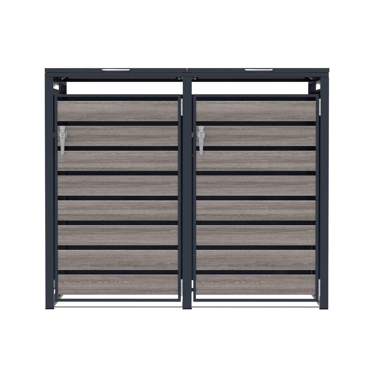 Double Wheelie Bin Metal Storage - Anthracite Grey Wood