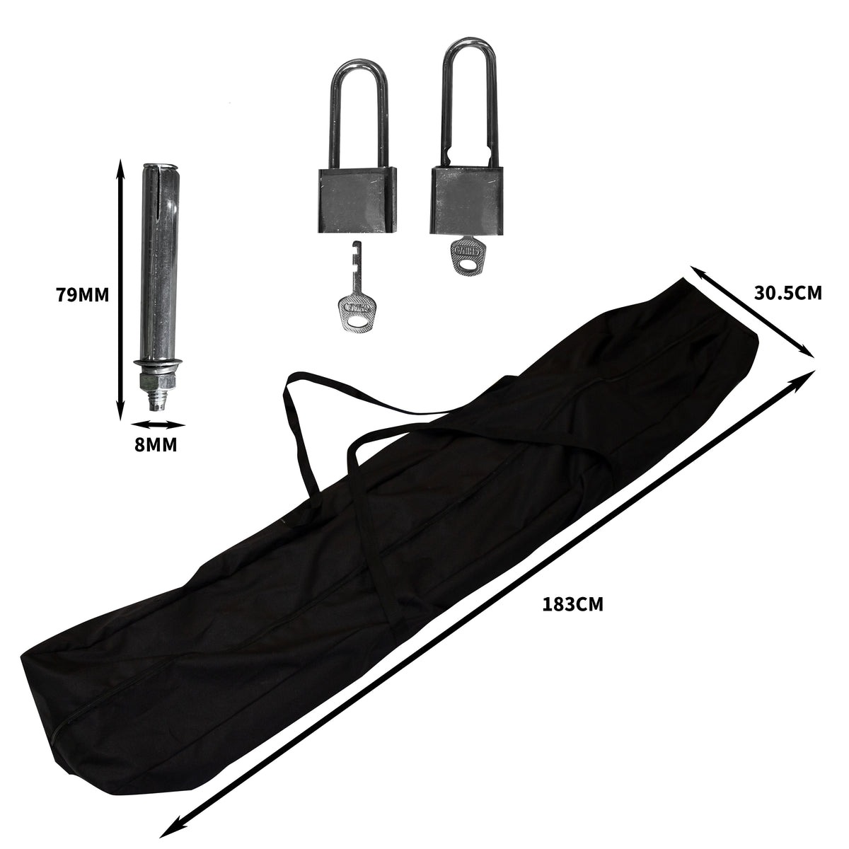 Grey medium motorbike tent with a durable fabric, featuring a compact carry bag, metal pegs, and sturdy locks for security