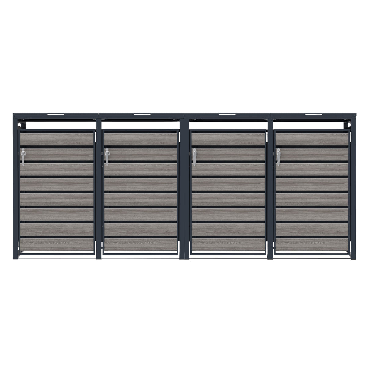 Quadruple Wheelie Bin Metal Storage - Anthracite Grey Wood