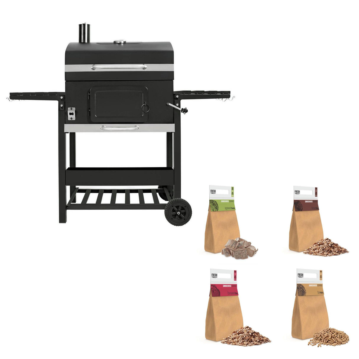 XL BBQ Smoker Grill & Wood Chips/Chunks