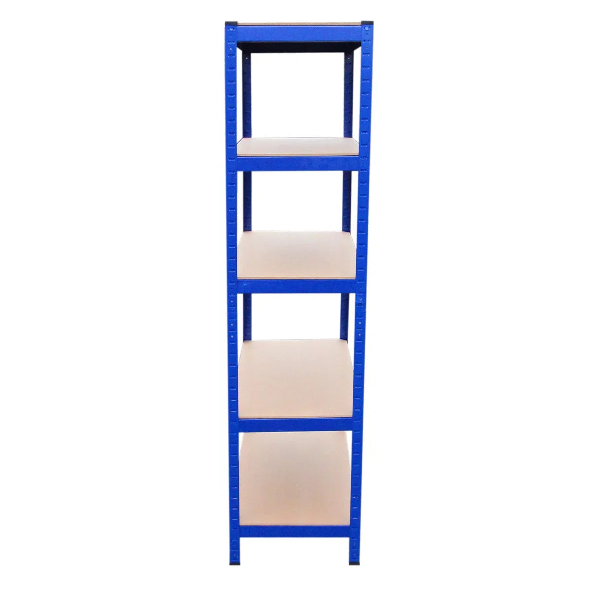 T-RAX blue racking unit with four sturdy shelves, measuring 90cm x 45cm x 182.5cm, ideal for storage and organization