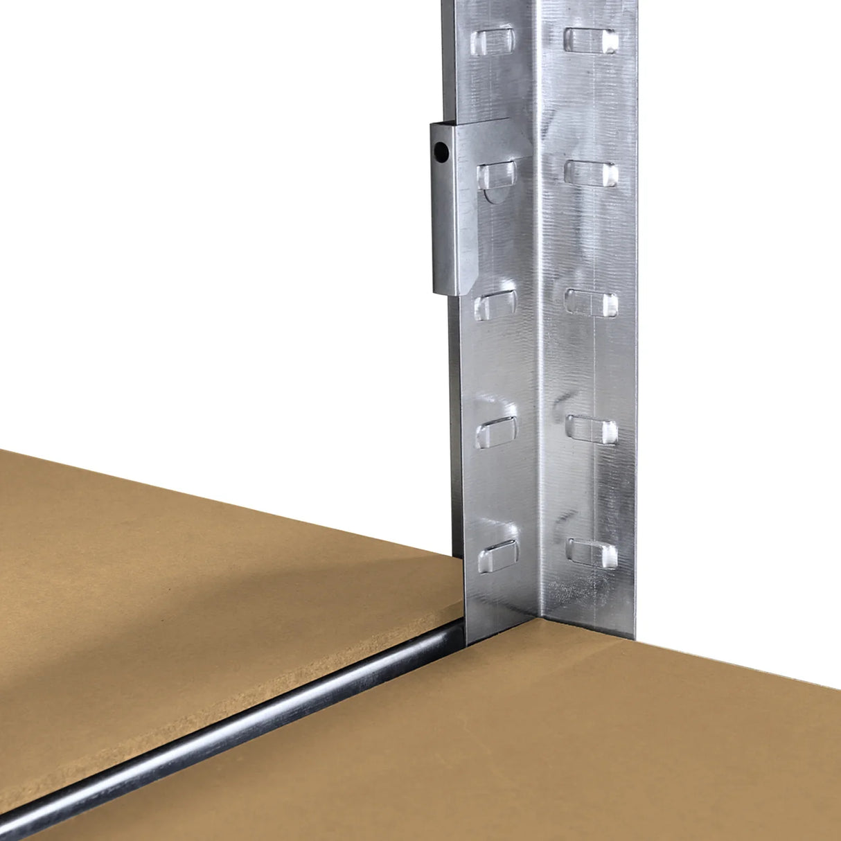 Galwix bay connectors in a six-pack, featuring durable silver metal construction, designed for secure shelving assembly with a sleek finish