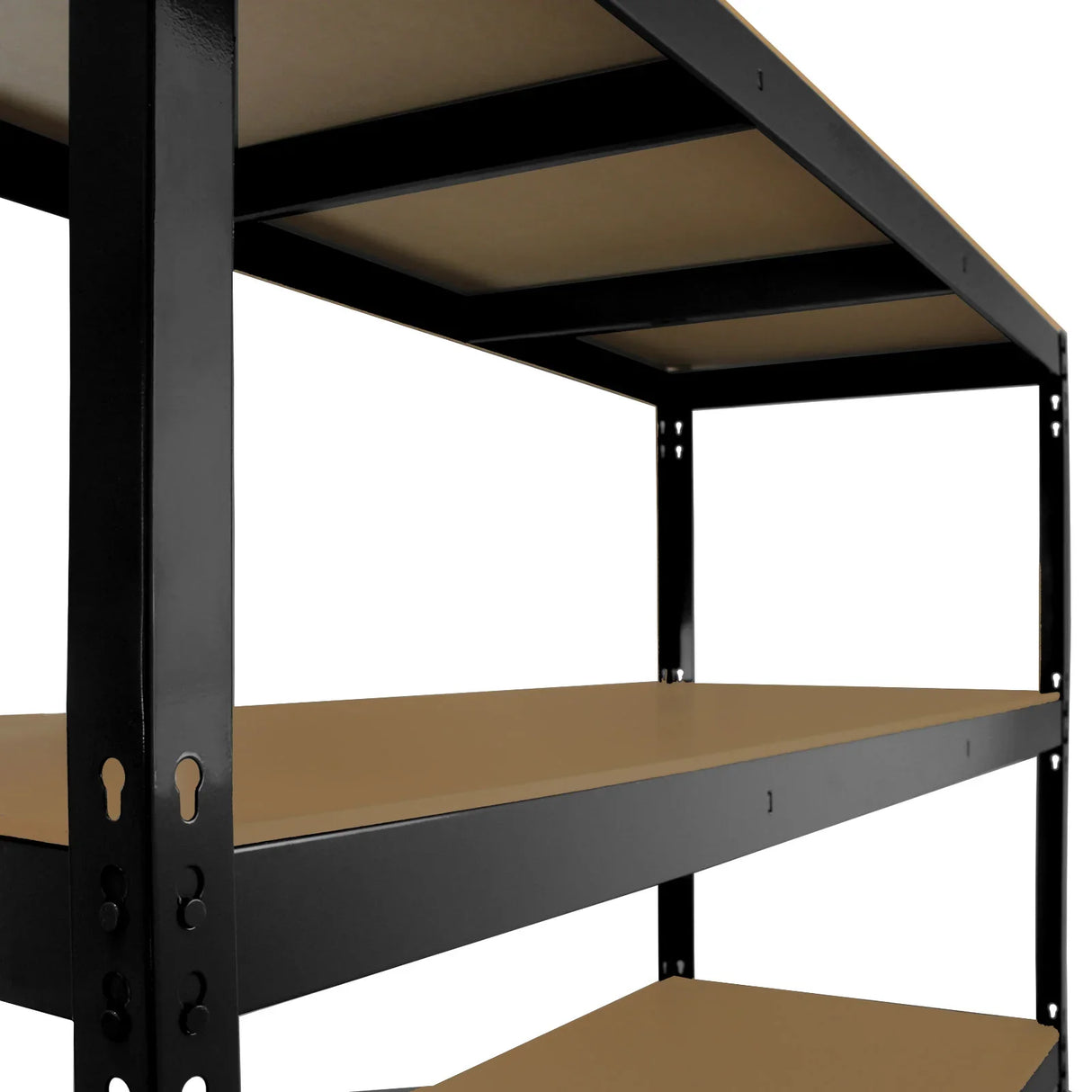 Heavy duty black metal shelving unit with three sturdy shelves, showcasing a sleek design and durable construction for optimal storage