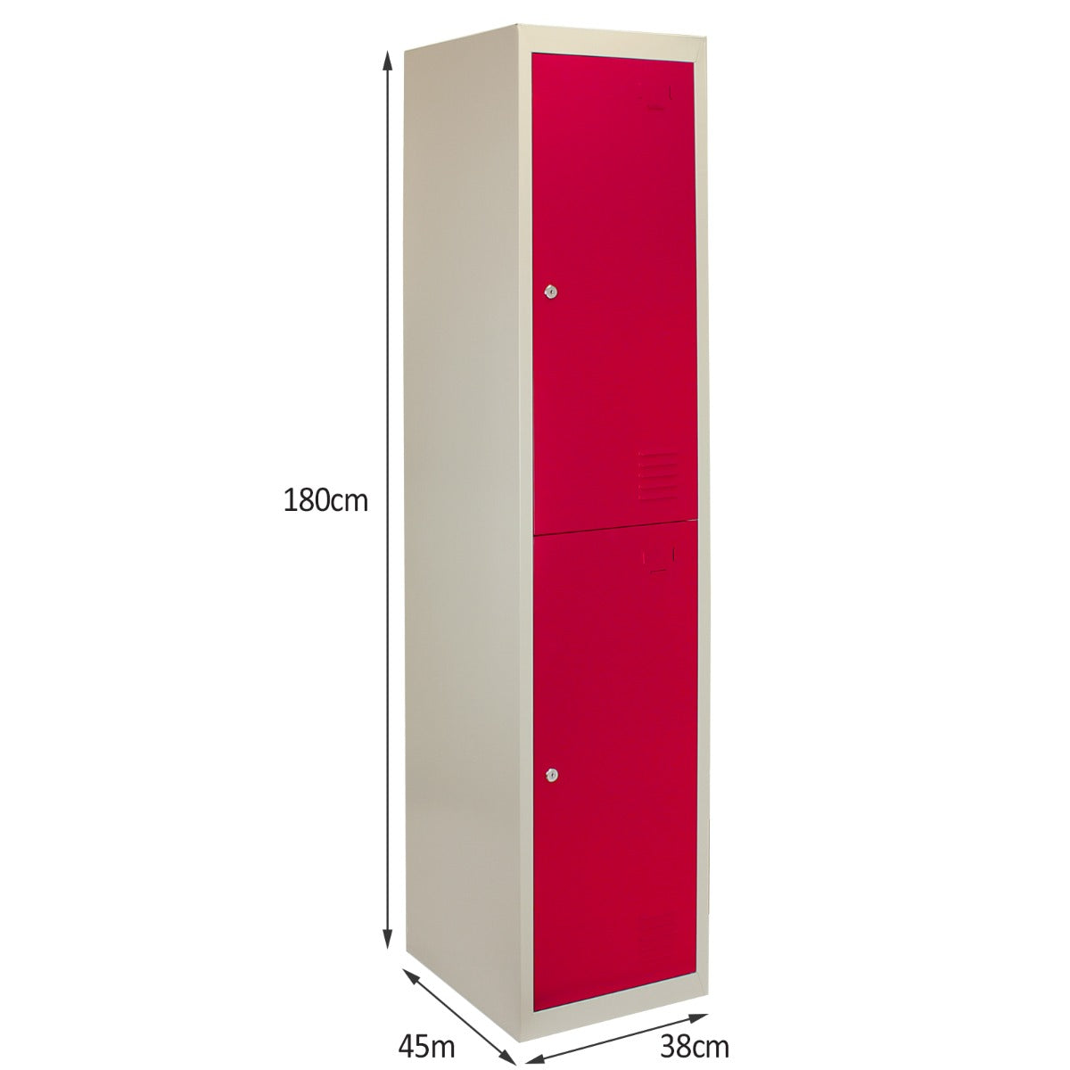 3 x Metal Storage Lockers - Two Doors, Red - Flatpack