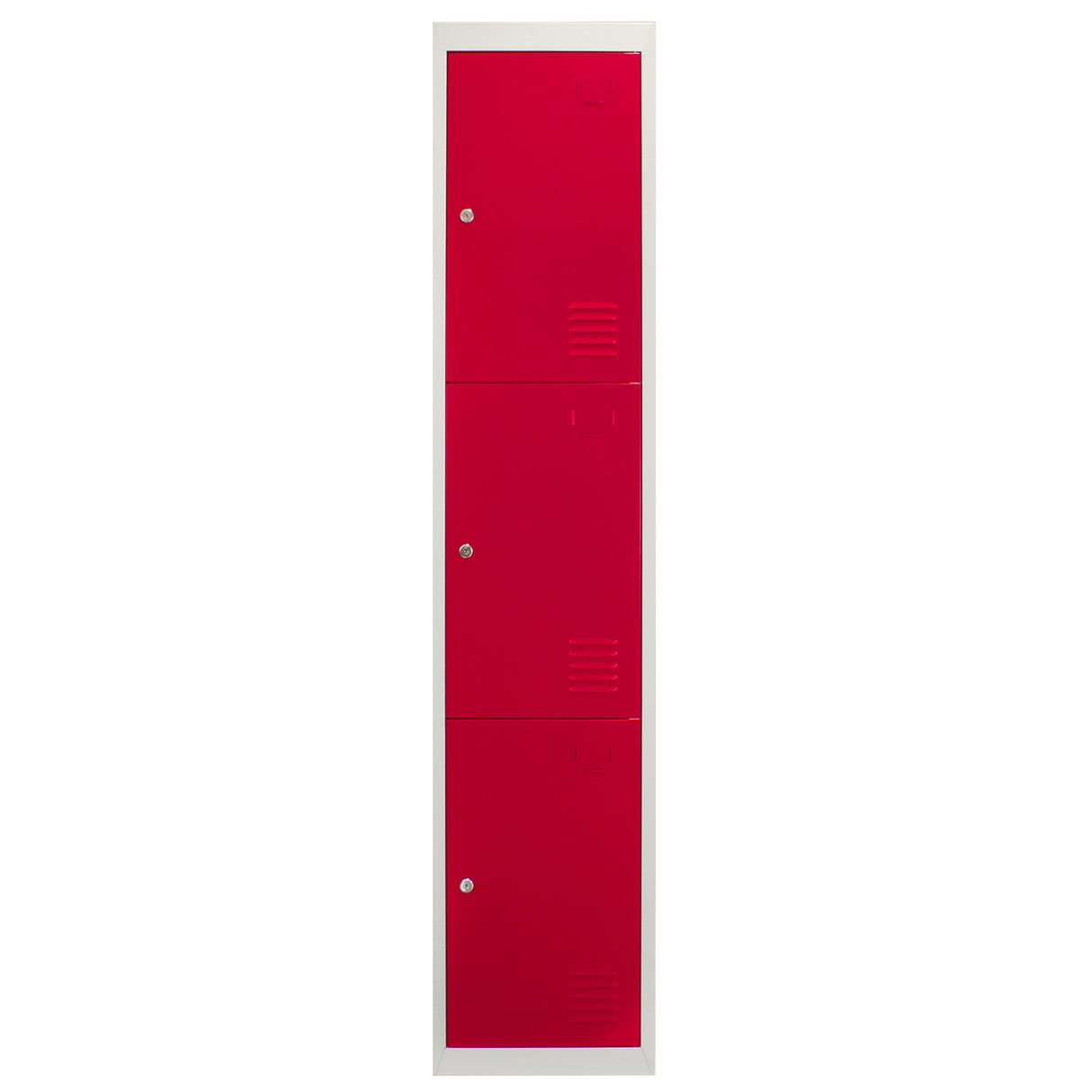 Metal Storage Lockers - Three Doors, Flatpacked, Red