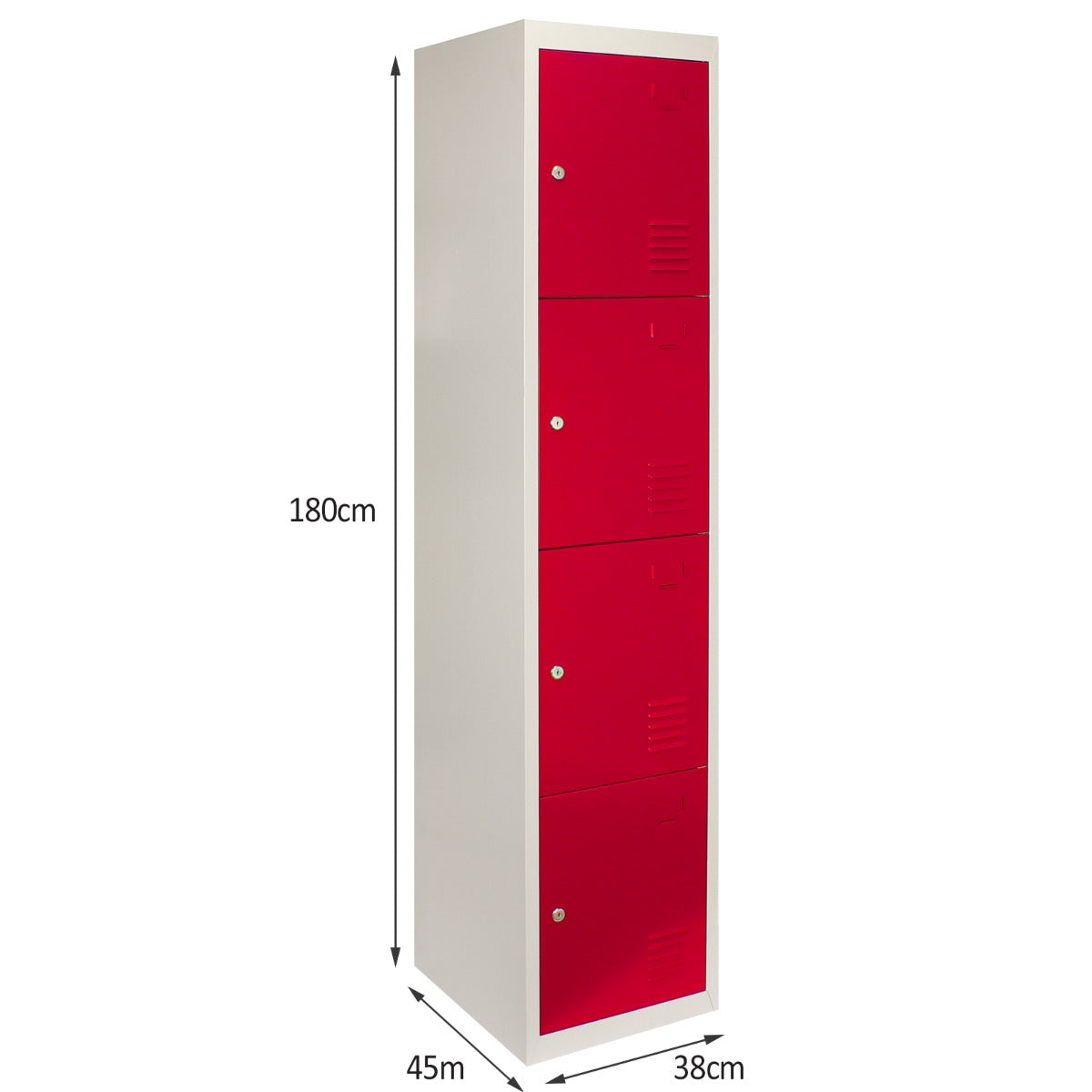 Metal Storage Lockers - Four Doors, Red