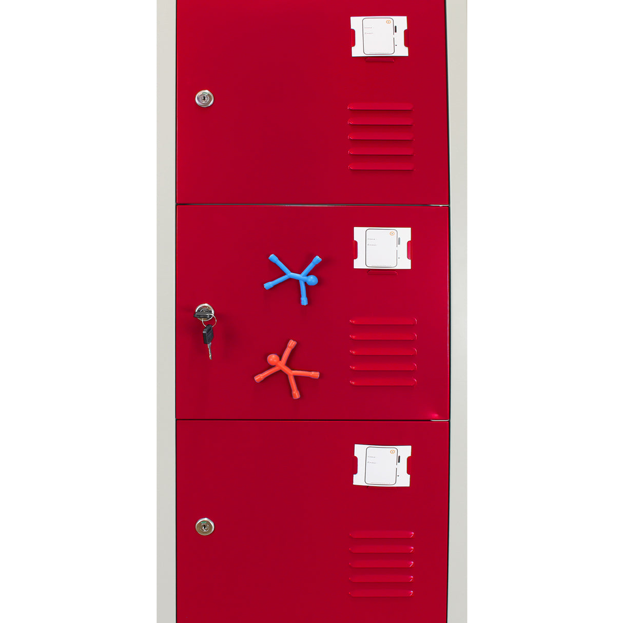 3 x Metal Storage Lockers - Six Doors, Red - Flatpack