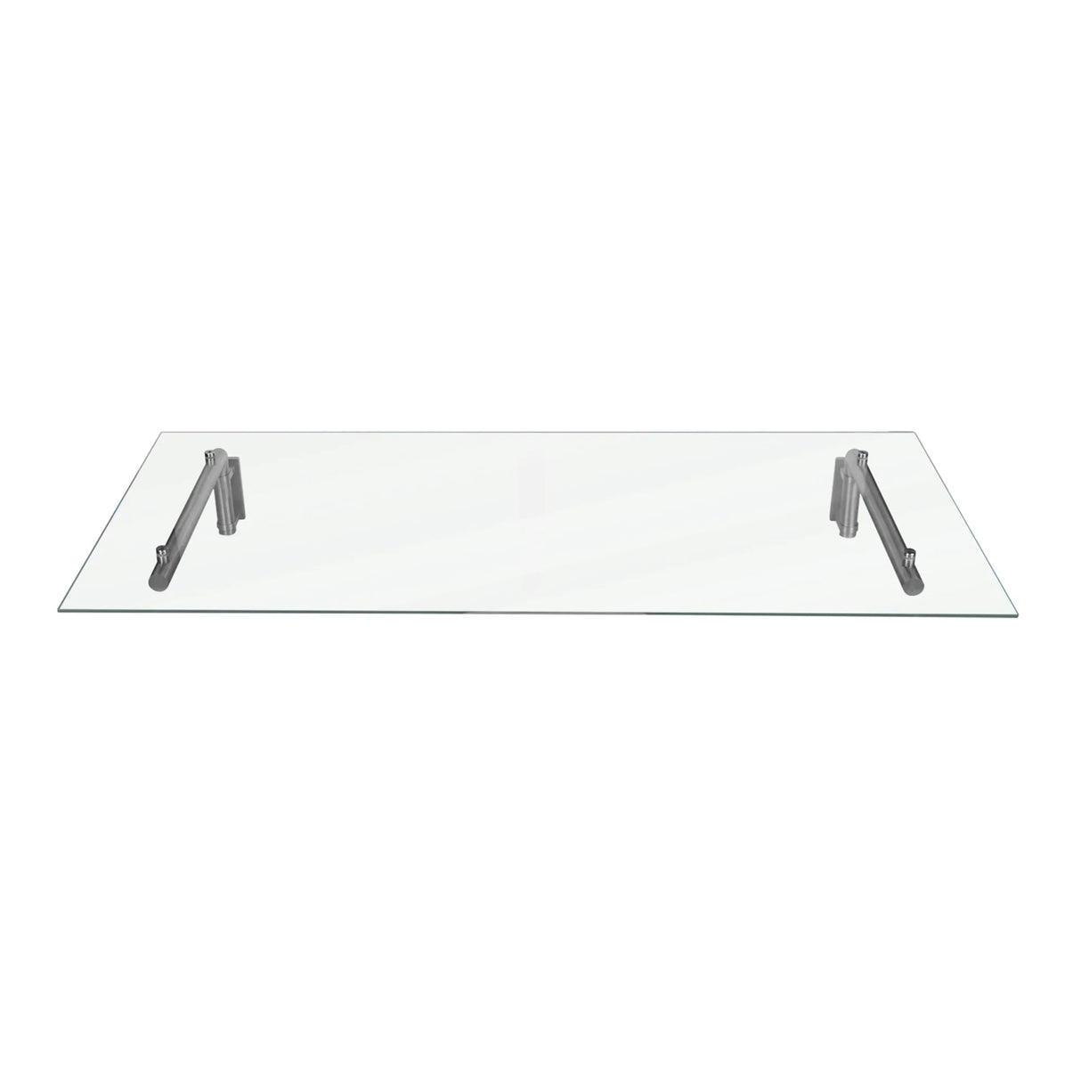 Clear glass door canopy with sleek silver brackets, measuring 120cm wide by 80cm deep, ideal for enhancing entryways