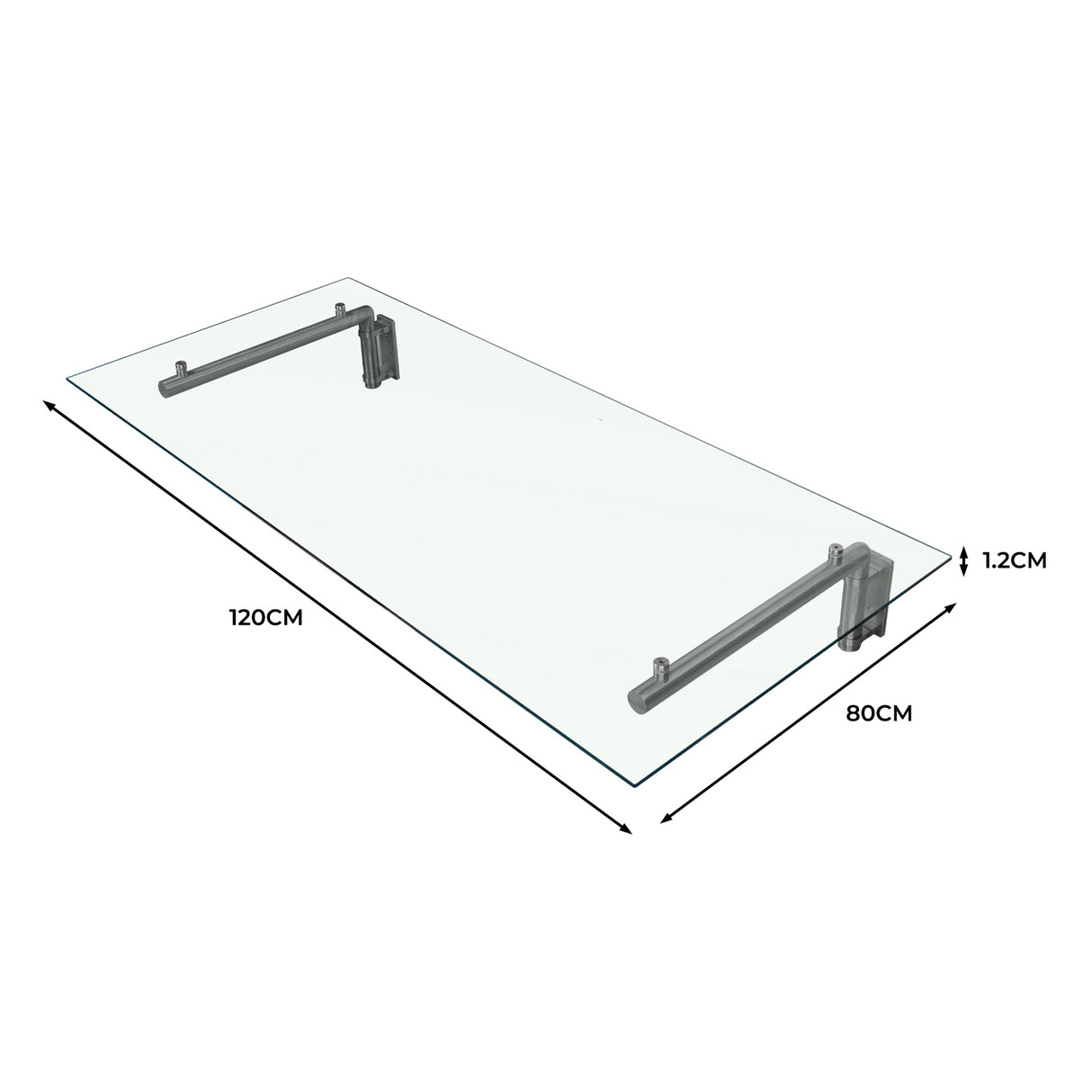 Glass Door Canopy & Brackets - 120cm W x 80cm D