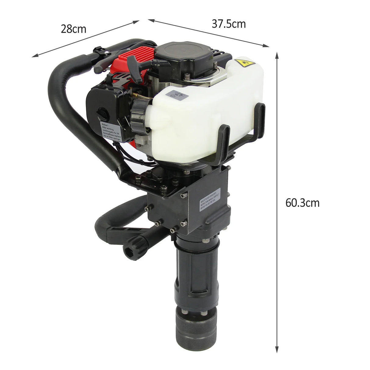 T-Mech 2-Stroke Petrol Post Driver with a black and silver design, featuring a powerful engine and sturdy handle for easy operation