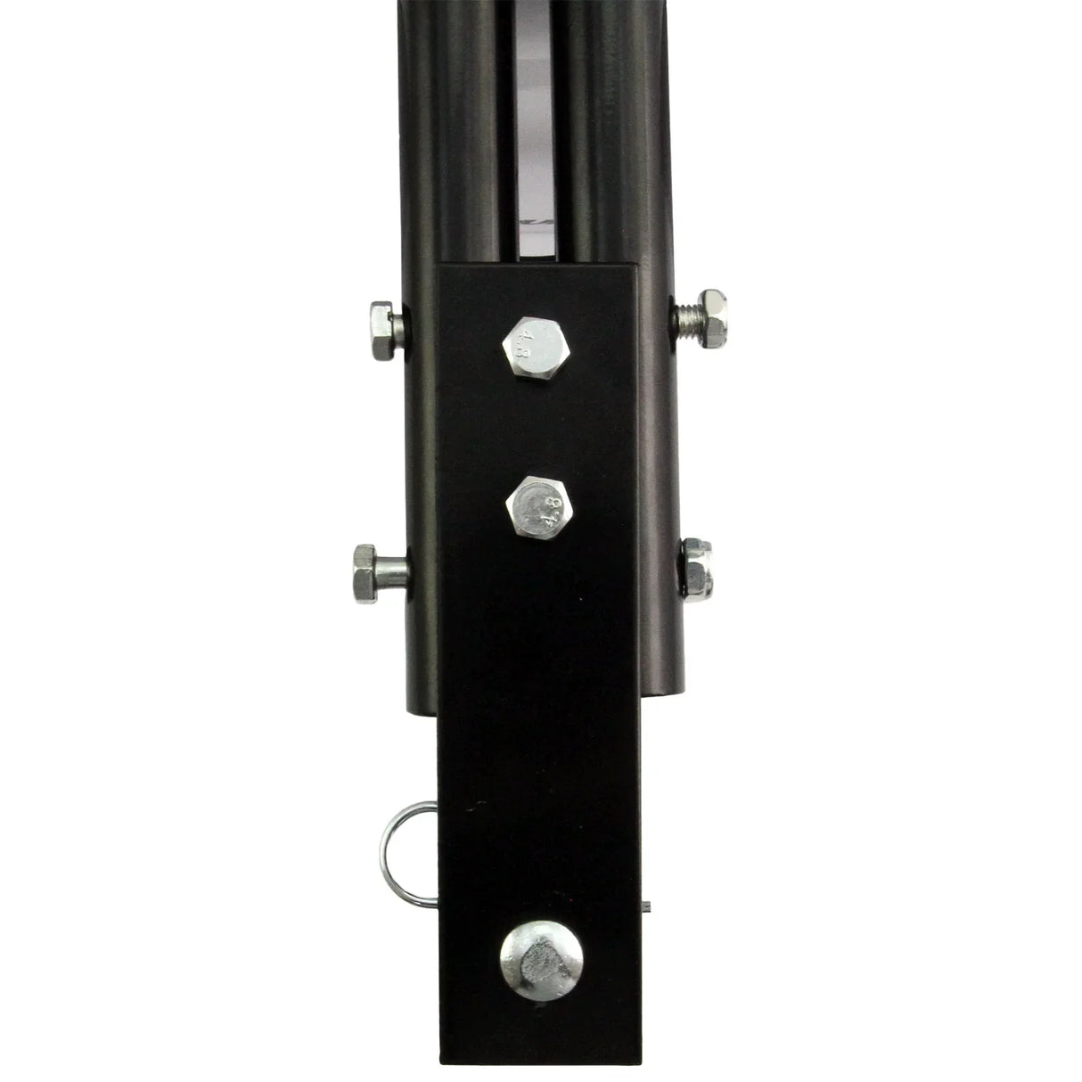 Close-up view of the T-Mech 120L Towable Garden Roller showing sturdy metal construction, bolts, and a smooth finish for durability