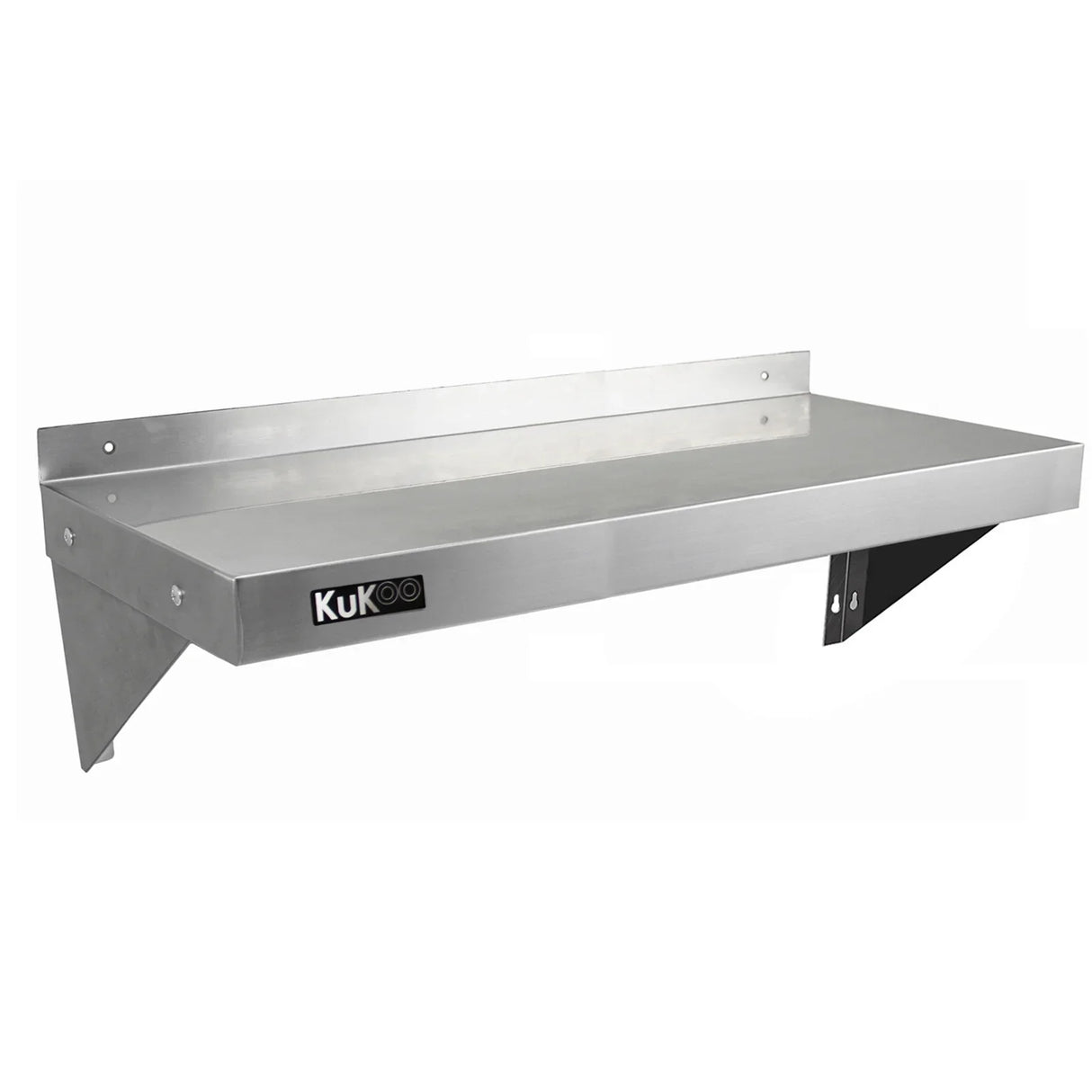 KuKoo stainless steel shelf, 1000mm x 300mm, featuring a sleek, polished surface and sturdy wall-mounted design for kitchen or storage use