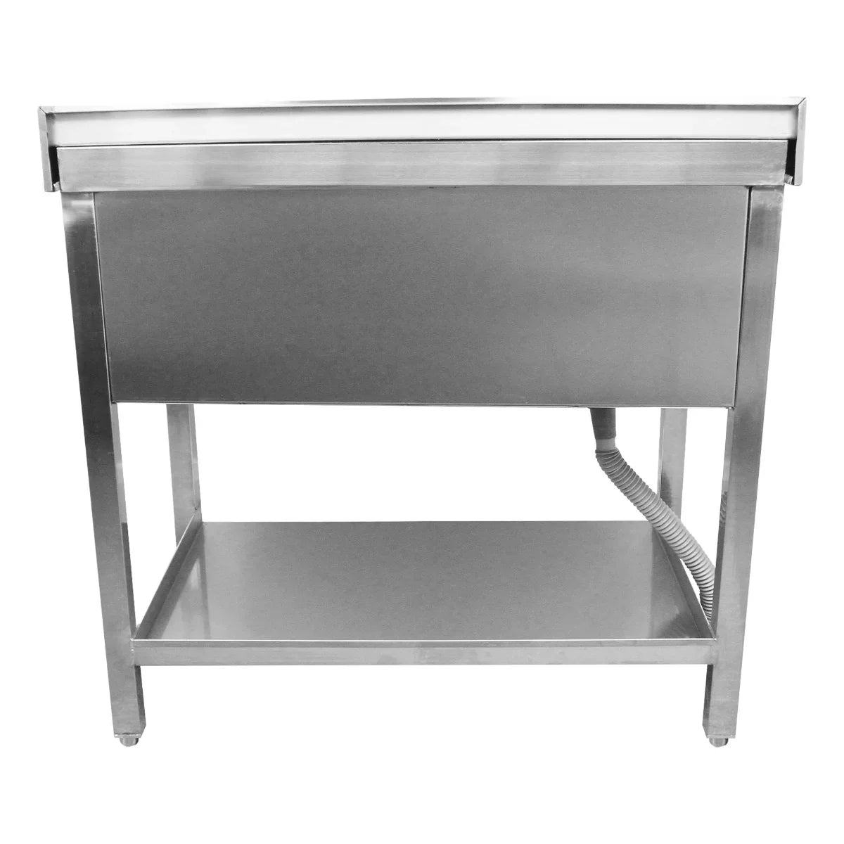 Stainless steel KuKoo Ice Well Cocktail Bar Station with a sleek design, featuring a spacious top and lower shelf for storage