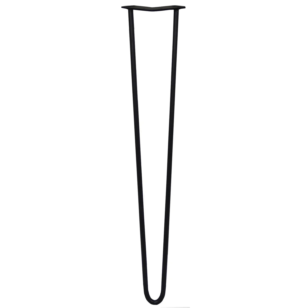 Black 28-inch hairpin legs with a sleek 2-prong design, made of durable metal, perfect for DIY furniture projects