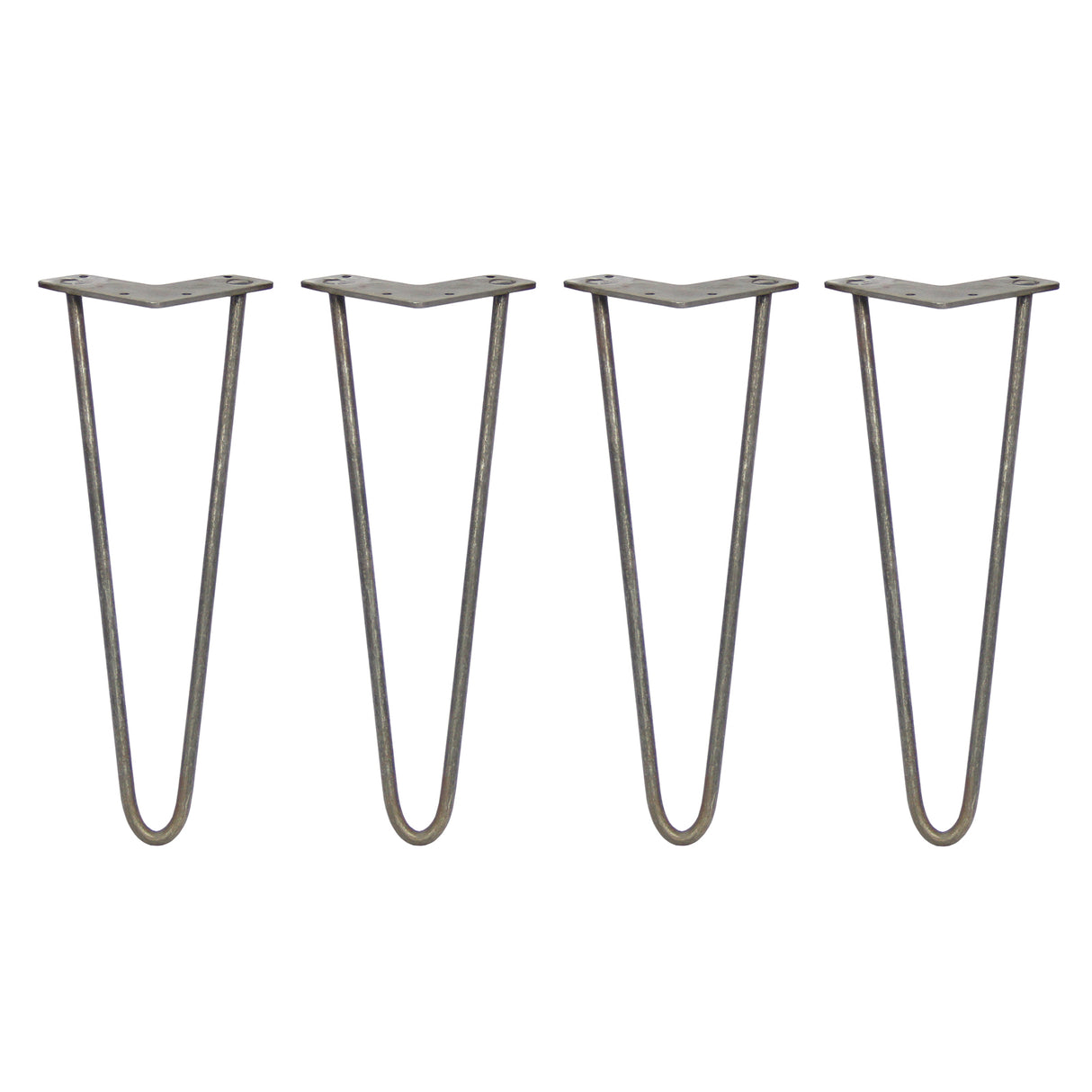4 x 14" Hairpin Legs - 2 Prong - 10mm - Raw Steel