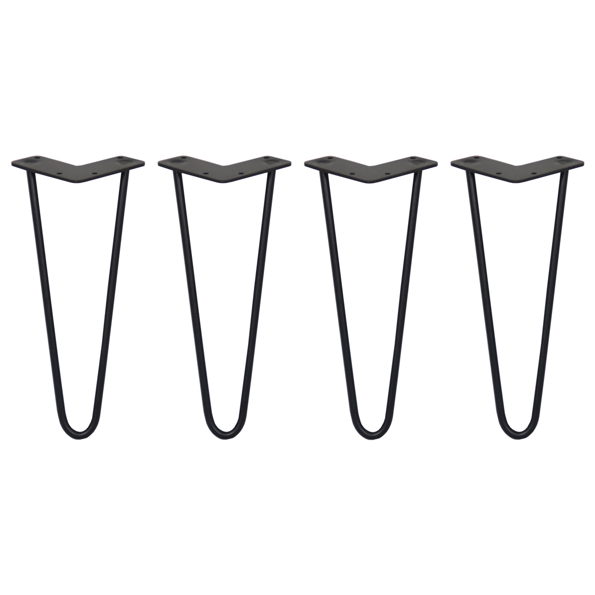 4 x 12" Hairpin Legs - 2 Prong - 10mm - Black