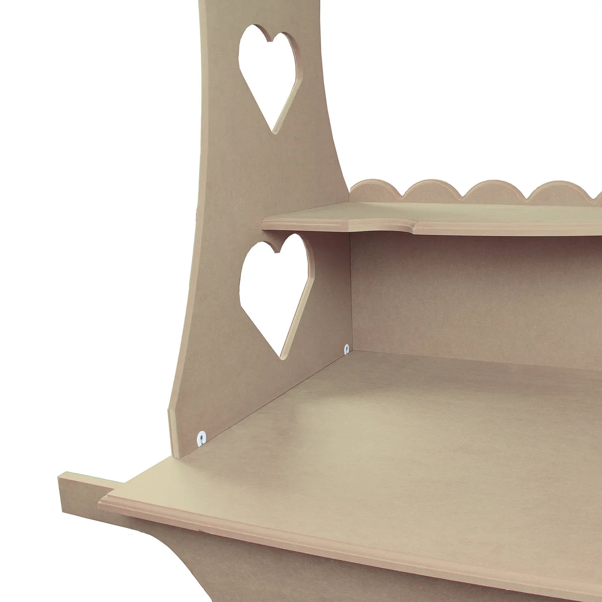 KuKoo Mini Candy Cart features a light brown wooden structure with heart-shaped cutouts and scalloped edges, perfect for weddings