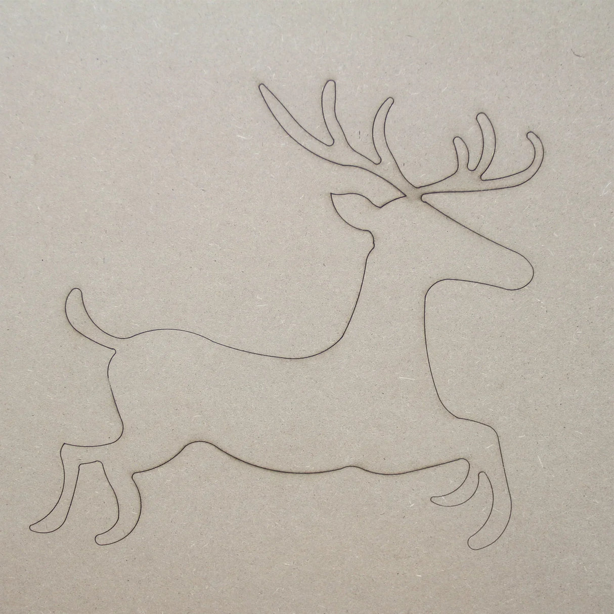 MDF Santa sleigh silhouette featuring a reindeer design with antlers, crafted from light brown MDF material, perfect for festive decor
