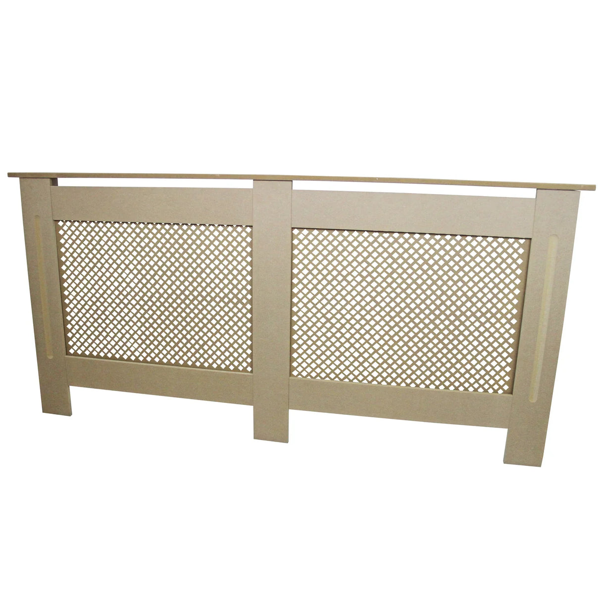 Unfinished MDF radiator cover, 1720mm, featuring a sleek design with a lattice pattern and smooth edges, perfect for home decor