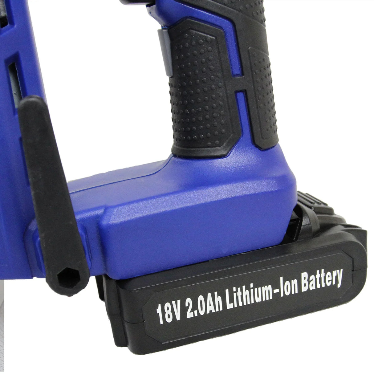 T-Mech Nail & Staple Gun featuring a blue ergonomic grip, 18V 2.0Ah lithium-ion battery, and durable construction for versatile use