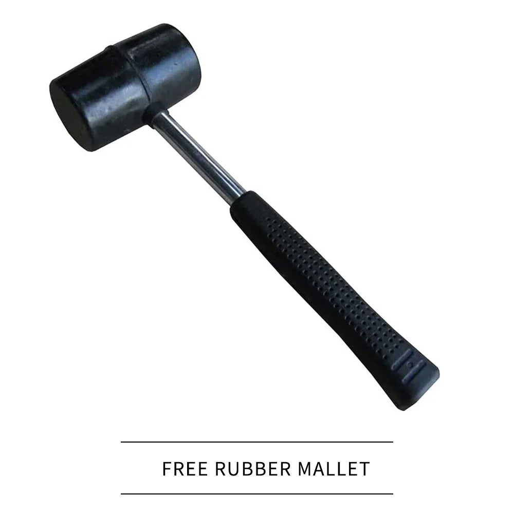 Black rubber mallet with a textured grip handle, ideal for assembling the Monster Racking Galwix Workbench Shelving Unit