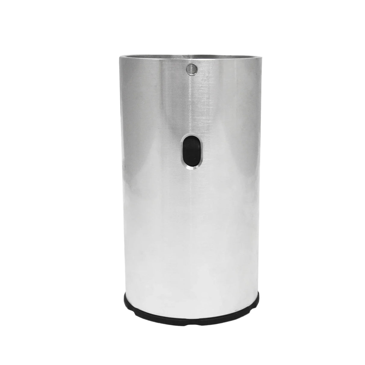 T-Mech 4-Stroke Petrol Post Driver features a shiny silver aluminum body, cylindrical shape, and a sturdy black rubber base for stability
