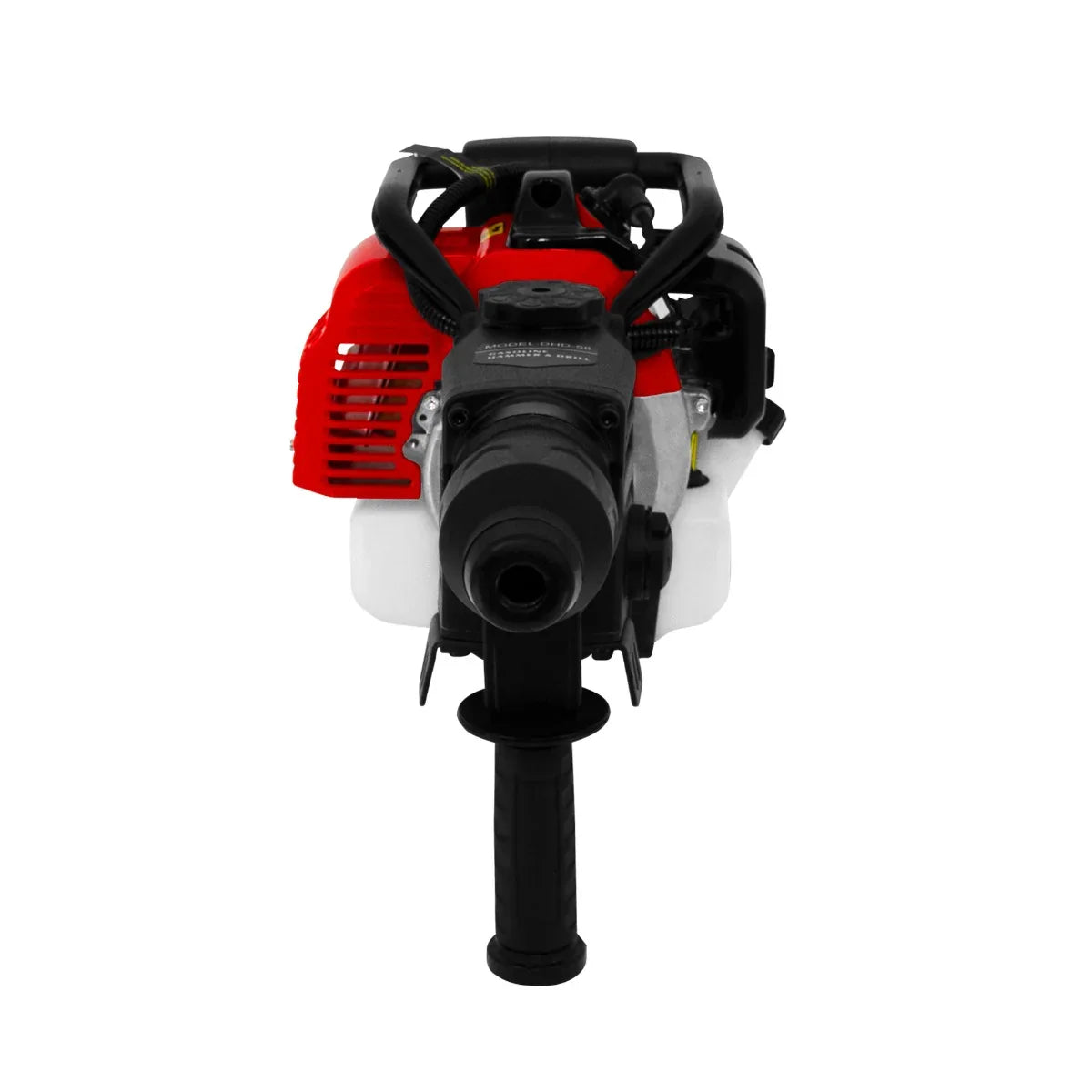 T-Mech 2-Stroke Petrol Hammer Drill in red and black, featuring a sturdy grip, powerful drill head, and compact design for easy handling