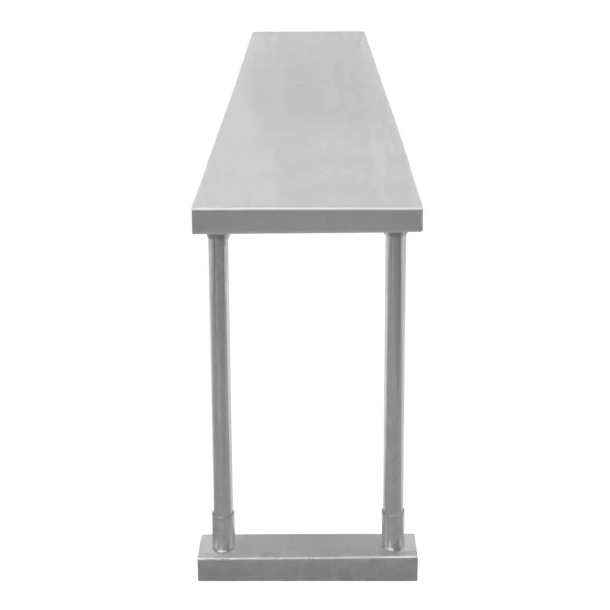 Kukoo single tier steel over-shelf, 1500mm, featuring a sleek silver finish, sturdy metal legs, and a smooth surface for storage or display