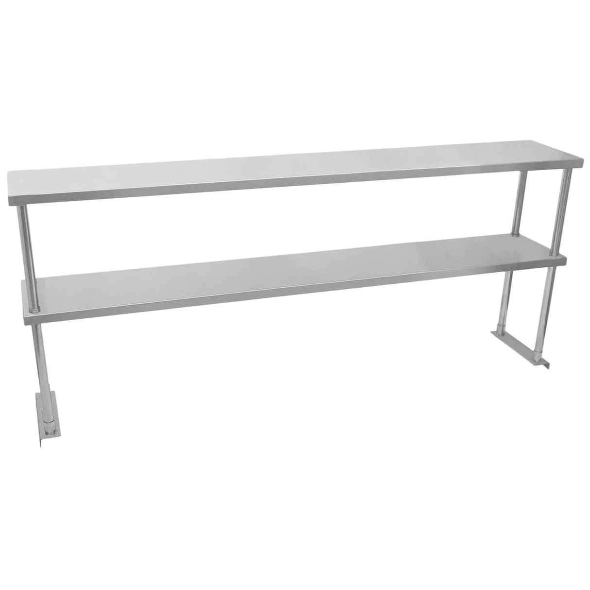 Kukoo double tier steel over-shelf in sleek silver, featuring two spacious shelves for efficient storage and organization