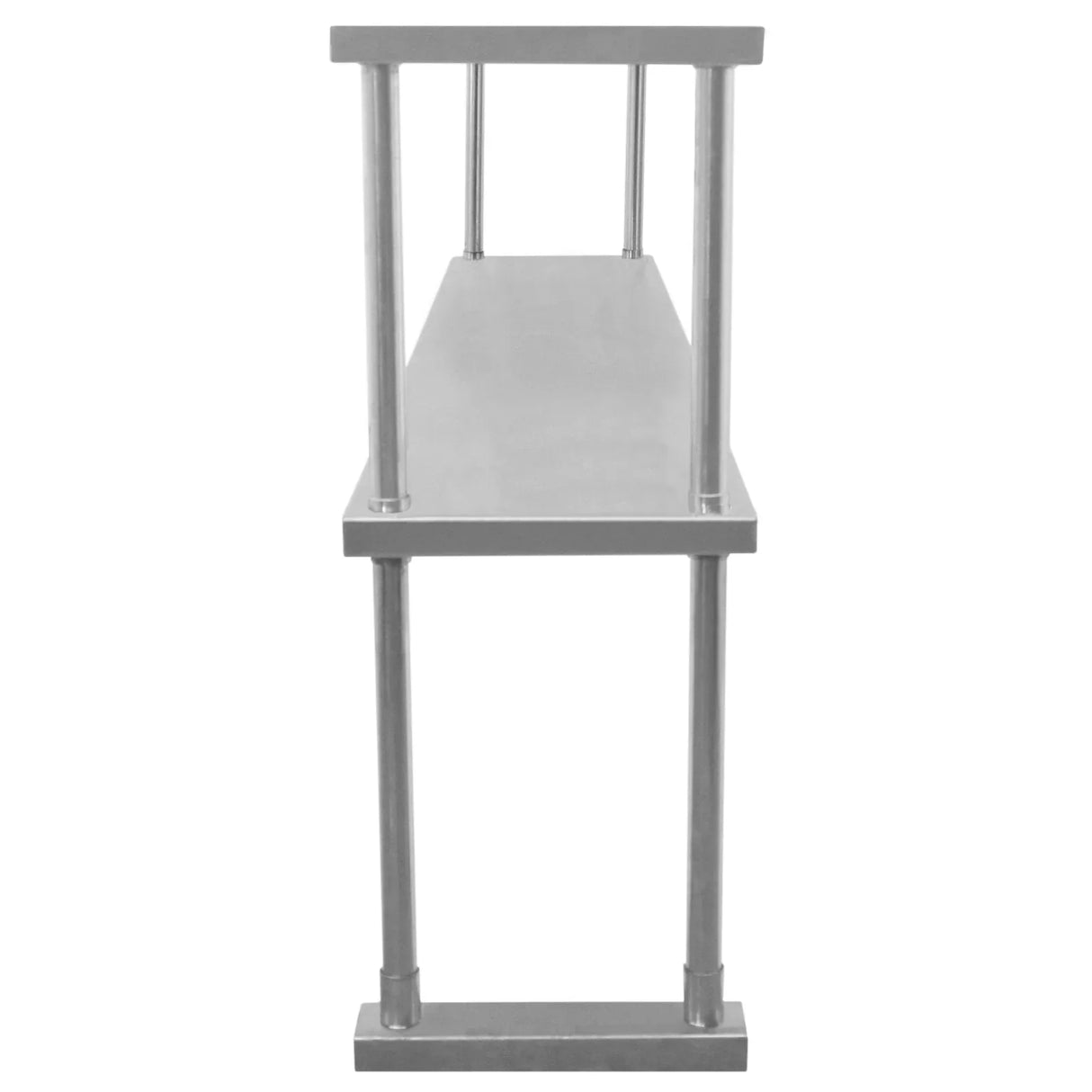 Kukoo double tier steel over-shelf in silver, featuring a sturdy design with smooth surfaces and vertical support poles for stability