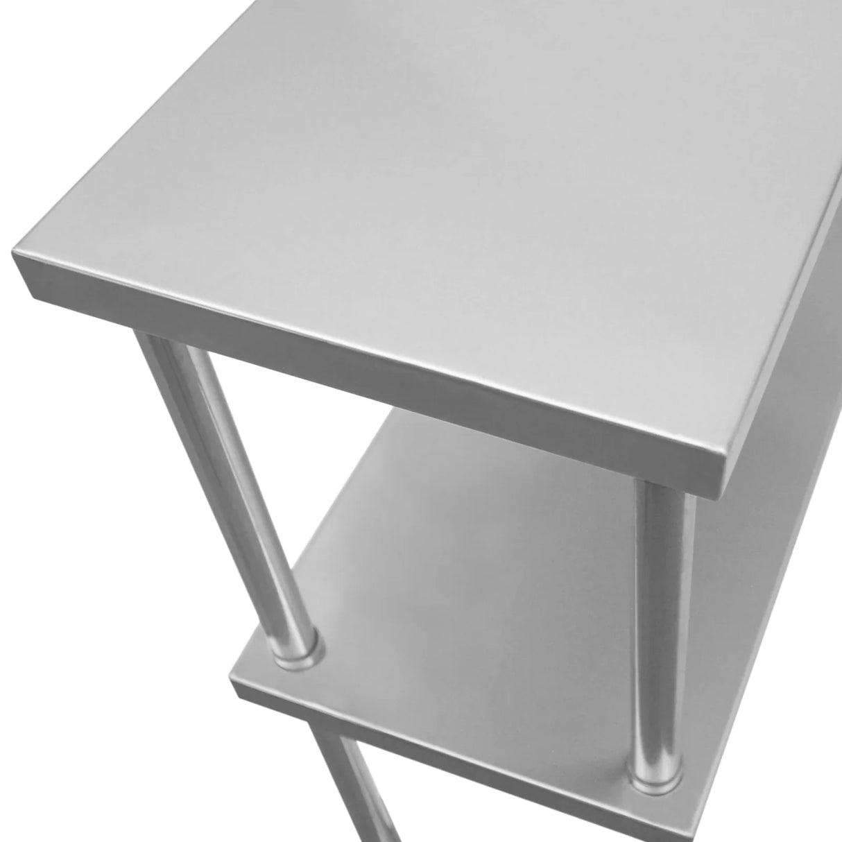 Kukoo double tier steel over-shelf in sleek silver finish, featuring sturdy legs and smooth surfaces for versatile storage solutions