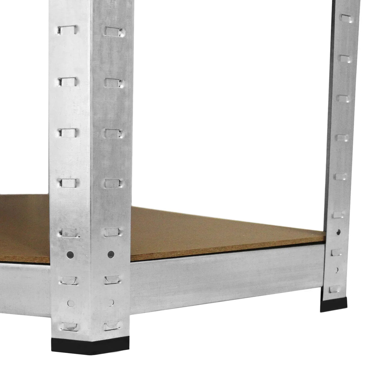 Galwix Corner Racking, 90cm wide, features sturdy metal frame, wooden shelf, and sleek silver finish for modern storage solutions