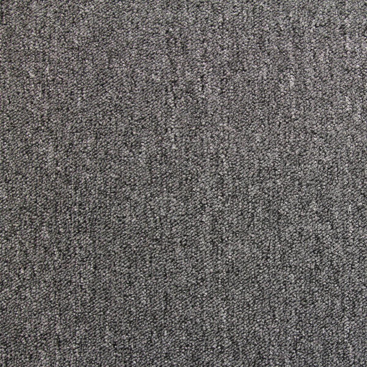 Anthracite carpet tiles in a textured weave, showcasing a deep gray color, ideal for modern flooring solutions in various spaces