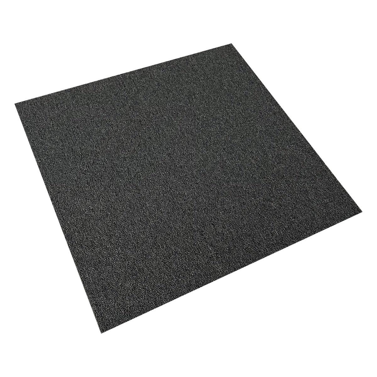 Charcoal black carpet tile with a textured surface, ideal for versatile flooring solutions in homes or offices, covering 5m2