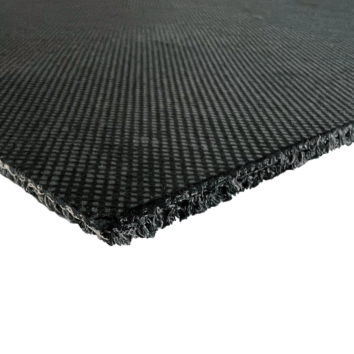 Charcoal black carpet tile with a textured surface, showcasing a durable edge and a modern design, ideal for versatile flooring solutions