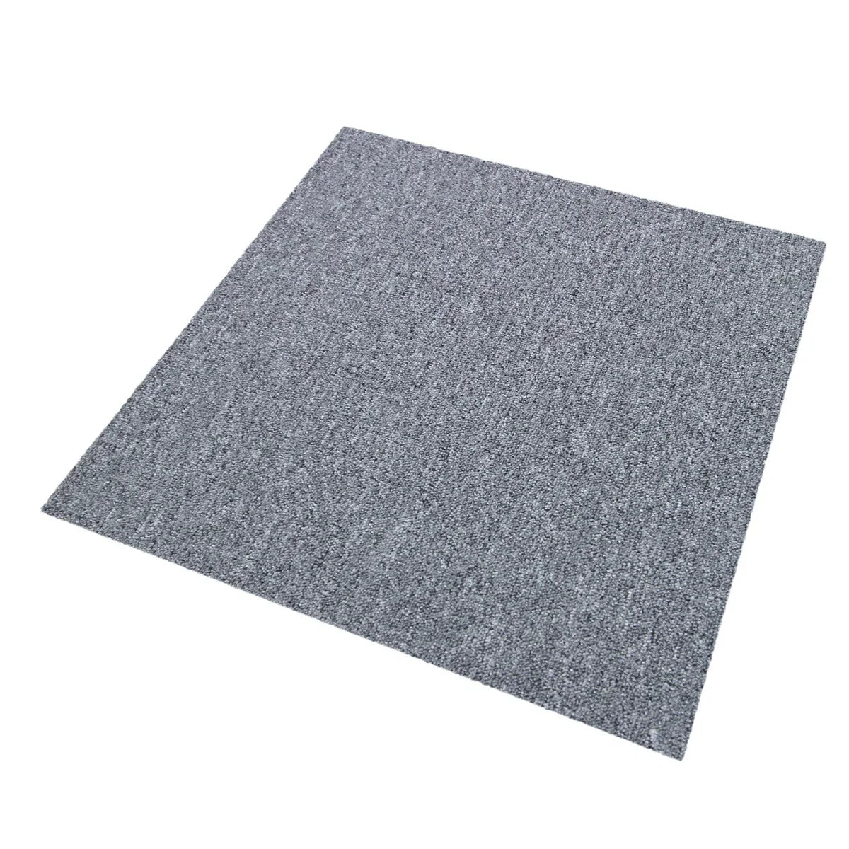 Platinum grey carpet tile with a textured surface, ideal for modern interiors, showcasing a square shape and durable design